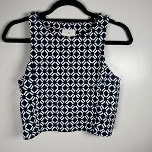 Lou & Grey Geo Luvstretch Racerback Bralette Size Medium Blue and White